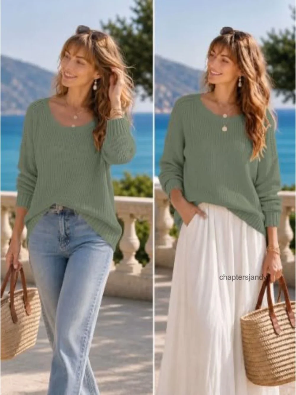 Oversized Cotton Sweater Long Sleeve Loose Knit Pullover Jumper